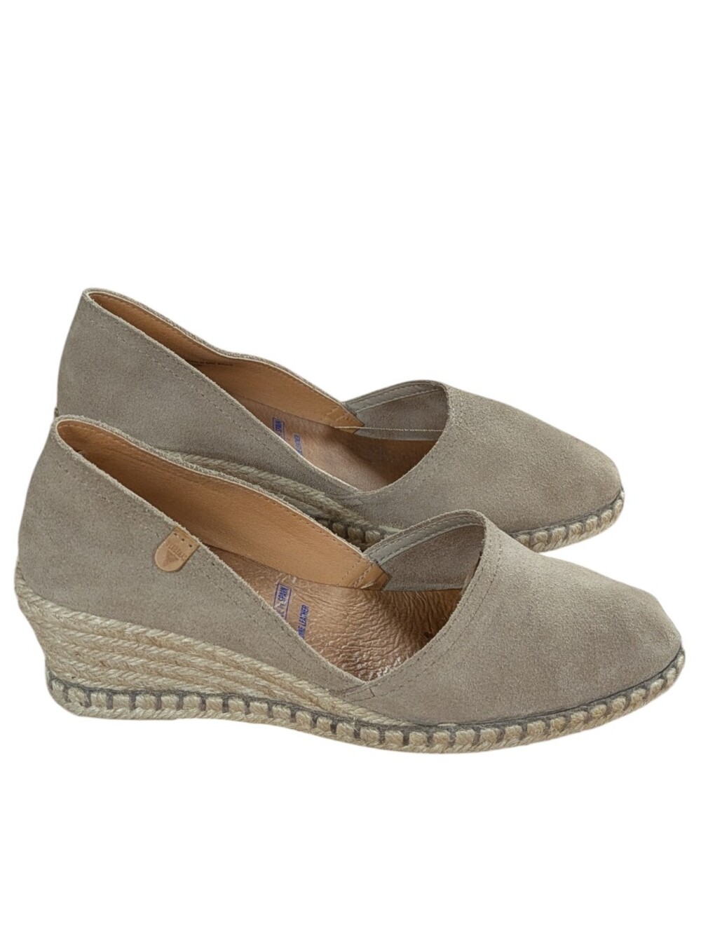 Verbenas Taupe Suede Espadrille Wedge Shoes Size 39 - Picture 2 of 13